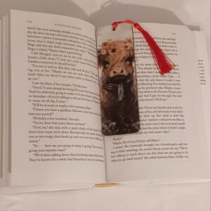 Cow Print Bookmark with Red Tassel